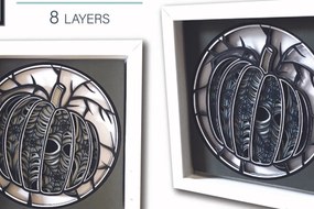 Σετ των 2 Intra απο ξύλο plywood 3mm-4mm πάχος 3D SPIDER WEB PUMPKIN Δίασταση 8x11 cm INTRAFABR-16620745