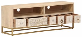 vidaXL Έπιπλο Τηλεόρασης 110 x 30 x 40 εκ. Μασίφ Ξύλο Μάνγκο & Σίδηρος