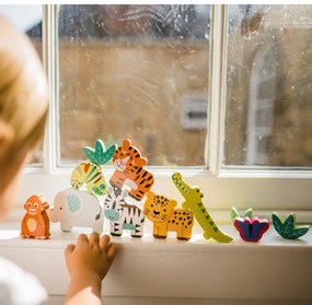 Ξύλινο Παιχνίδι Στοίβαξης (Σετ 12τμχ) Orange Tree Toys Jungle  60-12896