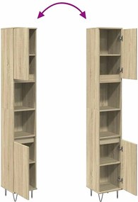 vidaXL Ντουλάπι Μπάνιου Sonoma Δρυς 30x30x190 εκ. Επεξεργασμένο Ξύλο