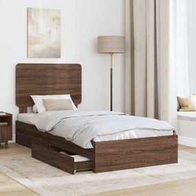 vidaXL Κρεβάτι Αποθήκης Καφέ δρυς 90 x 200 cm Επεξεργασμένο ξύλο