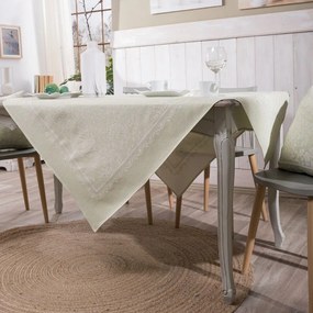 Τραπεζομάντηλο Peony 08 Green Teoran 140Χ140 Βαμβάκι-Πολυέστερ