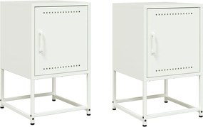 vidaXL Κομοδίνα 2 τεμ. Λευκό 36x39x60,5 εκ. από Χάλυβα