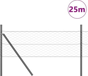 vidaXL Έξιγωνο φράχτη σταθερού εδάφους 25 x 0,5 m Γκρι Δίχτυ