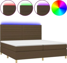 vidaXL Κρεβάτι Boxspring με Στρώμα &amp; LED Σκ.Καφέ 200x200εκ. Υφασμάτινο