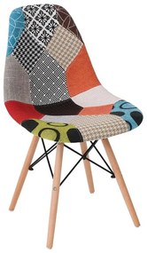 ΕΜ123,8 ART Wood Kαρέκλα Ξύλο - PP Ύφασμα Patchwork  47x52x84cm Καρέκλα,  Φυσικό/Patchwork,  Ξύλο/Ύφασμα, , 4 Τεμάχια
