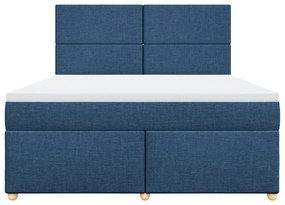 vidaXL Κρεβάτι Boxspring με Στρώμα Μπλε 180x200 εκ. Υφασμάτινο