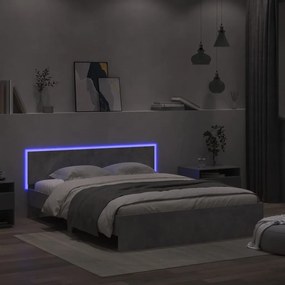 Πλαίσιο Κρεβατιού με Κεφαλάρι/LED Γκρι Σκυροδεμ. 160x200 εκ - Γκρι
