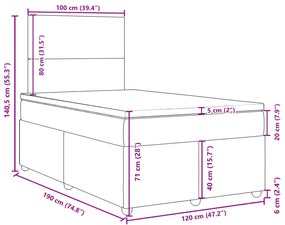 Κρεβάτι Boxspring με Στρώμα Ανοιχτό Γκρι 120x190 εκ. Υφασμάτινο - Γκρι