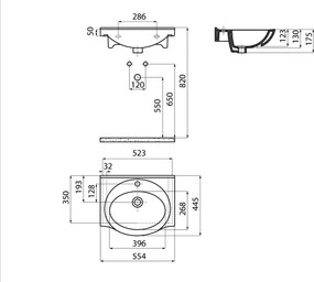 Creavit ET155 - Νιπτήρας Επίπλου / Κρεμαστός 55,4x44,5