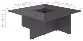 Τραπεζάκι Σαλονιού Γυαλιστερό Γκρι 79,5x79,5x30 εκ. Μοριοσανίδα - Γκρι