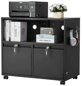 VEVOR 2 Drawers Lateral Metal File Cabinet with Lock and Hanging Rod Black