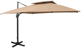 vidaXL Ομπρέλα Κρεμαστή Κήπου με Διπλή Οροφή Taupe 300 x 300 εκ.