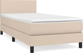vidaXL Κρεβάτι Boxspring με Στρώμα Καπουτσίνο 100x200εκ.από Συνθ.Δέρμα
