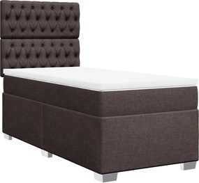 vidaXL Κρεβάτι Boxspring με Στρώμα Σκούρο Καφέ 90x190 εκ. Υφασμάτινο