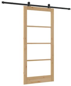 vidaXL Συρόμενη Πόρτα Χειροκίνητος Καφέ 93 x 202 cm Ξύλο και μέταλλο