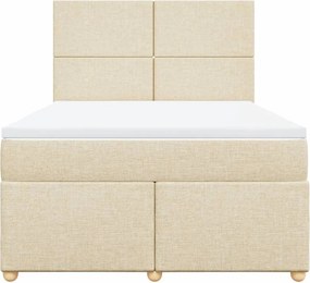 vidaXL Κρεβάτι Boxspring με Στρώμα Κρεμ 160x200 εκ. Υφασμάτινο