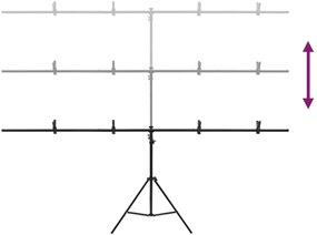 vidaXL Βάση Φόντου σε Σχήμα Τ Μαύρη 201x60x(70-200) εκ.