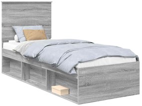 vidaXL Σκελετός Κρεβατιού με κεφαλάρι Γκρίζο Σονομα 75 x 190 cm