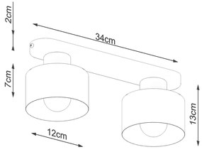 Sollux Φωτιστικό οροφής Savara 2,ατσάλι,2xE27/60w