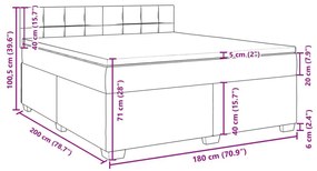 Κρεβάτι Boxspring με Στρώμα Μπλε 180x200 εκ. Υφασμάτινο - Μπλε