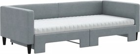 vidaXL Καναπές Κρεβάτι Συρόμενος Αν. Γκρι 90x200εκ Ύφασμα Στρώματα
