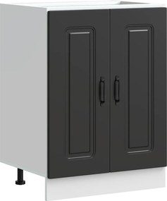 vidaXL Ντουλάπι βάσης νεροχύτη Kalmar Μαύρο 60x46x81,5 εκ. Επεξ. Ξύλο