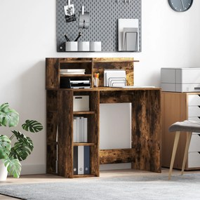 vidaXL Γραφείο με Αποθήκη Καπνιστής Δρυός 90x48x101.5 εκ. Επεξεργασμένο Ξύλο