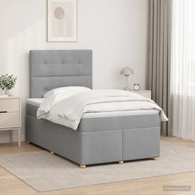 vidaXL Κρεβάτι box spring με στρώμα Ανοιχτό γκρι 120 x 200 cm Ύφασμα