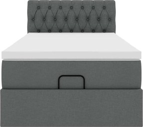 vidaXL Οθωμανικό κρεβάτι με στρώμα σκούρο γκρι 100x200cm ύφασμα
