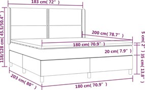 vidaXL Κρεβάτι Boxspring με Στρώμα Μπλε 180x200 εκ. Υφασμάτινο