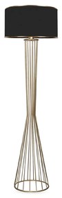 GloboStar® NOVA 201-0041 Μοντέρνο Επιδαπέδιο Φωτιστικό 1 x E27 IP20 Χρυσό Μεταλλό με Μαύρο Ύφασμα - Μ38 x Π38 x Υ155cm