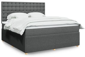 vidaXL Κρεβάτι Boxspring με Στρώμα Σκούρο Γκρι 180x200 εκ Υφασμάτιν