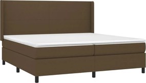 vidaXL Κρεβάτι Boxspring με Στρώμα Σκούρο Καφέ 200x200 εκ. Υφασμάτινο