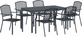 vidaXL Σέτ φαγητού για κήπο 7 pcs Ανθρακί Ατσάλι με Πούδρα