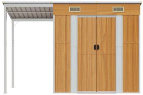 vidaXL Αποθήκη Κήπου Εκτεταμένη Οροφή Αν. Καφέ 277x110,5x181 εκ Ατσάλι