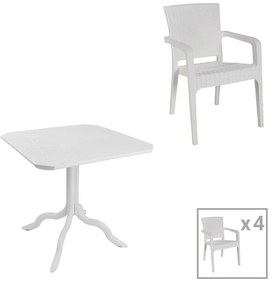 Τραπεζαρία Groovy-Halcyon σετ 5τεμ PP λευκό 80x80x74,5εκ. 80x80x74.5 εκ.