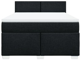 vidaXL Κρεβάτι Boxspring με Στρώμα Μαύρο 140x200 εκ. Υφασμάτινο