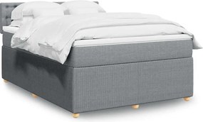vidaXL Κρεβάτι Boxspring με Στρώμα Ανοιχτό Γκρι 140x190 εκ. Υφασμάτινο