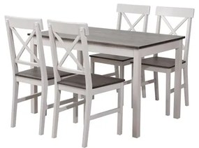 Ε783,1S DAILY Set Τραπεζαρία Ξύλινη Σαλονιού - Κουζίνας: Τραπέζι + 4 Καρέκλες / Άσπρο - Dark Oak  Table:118x74x73 Chair:43x48x94 Άσπρο/Καρυδί,  Ξύλο, , 1 Τεμάχιο