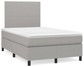 Κρεβάτι Boxspring με Στρώμα &amp; LED Αν.Γκρι 120x190εκ. Υφασμάτινο - Γκρι