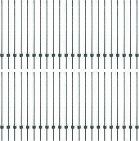 vidaXL Στύλος Περιφράξεων 44 pcs Πράσινο 160 cm Ατσάλι