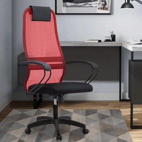 Καρέκλα γραφείου Prince Megapap με ύφασμα Mesh σε χρώμα κόκκινο - μαύρο 66,5x70x123/133εκ. - Ύφασμα - GP008-0005