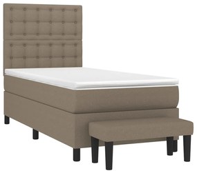 Κρεβάτι Boxspring με Στρώμα Taupe 100 x 200 εκ. Υφασμάτινο - Μπεζ-Γκρι