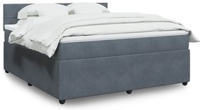 vidaXL Κρεβάτι Boxspring με Στρώμα Σκούρο Γκρι 180x200 εκ. Βελούδινο