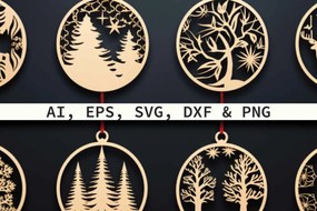 Σετ των 3 Intra απο ξύλο plywood 3mm-4mm πάχος Χριστουγεννιάτικο στολίδι κοπής με λέιζερ Δίασταση 4x4 cm INTRAFABR-80123735