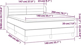 vidaXL Κρεβάτι Boxspring με Στρώμα Taupe 140x200 εκ. Υφασμάτινο