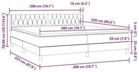 Box Spring κρεβάτι με στρώμα ανοιχτό γκρι 200x220 εκ. Βελούδινο - Γκρι