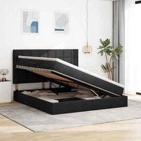 vidaXL LED Κρεβάτι αποθήκευσης με στρώμα Μαύρο 160 x 200 cm Ύφασμα