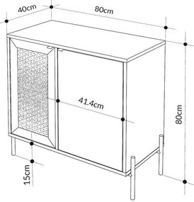 Μπουφές Naive Megapap χρώμα sapphire oak 80x40x80εκ.